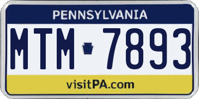 PA license plate MTM7893