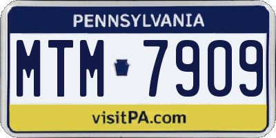 PA license plate MTM7909
