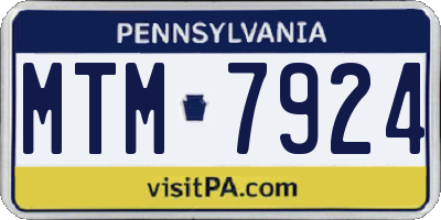 PA license plate MTM7924