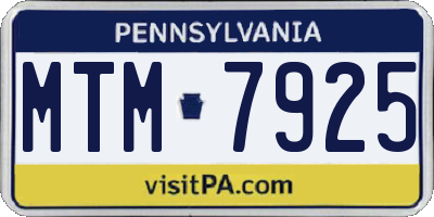 PA license plate MTM7925