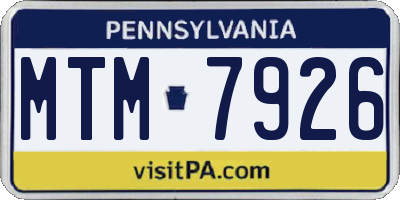 PA license plate MTM7926