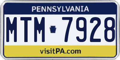 PA license plate MTM7928