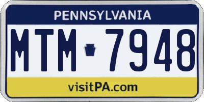 PA license plate MTM7948