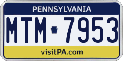 PA license plate MTM7953
