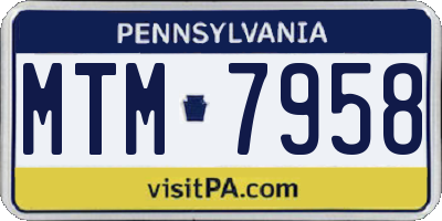 PA license plate MTM7958