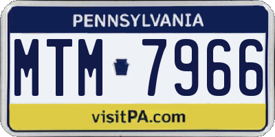 PA license plate MTM7966