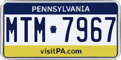 PA license plate MTM7967
