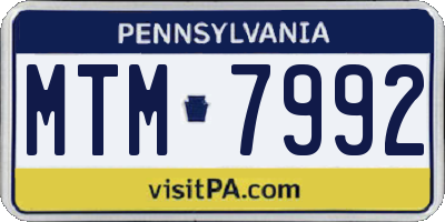 PA license plate MTM7992