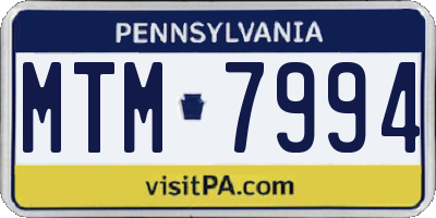PA license plate MTM7994
