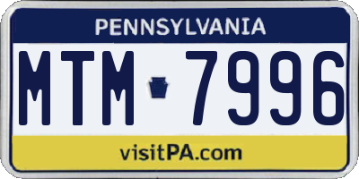 PA license plate MTM7996