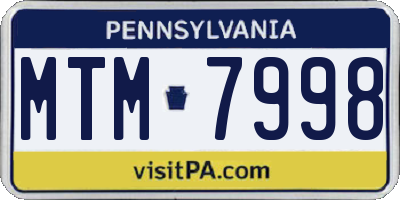 PA license plate MTM7998