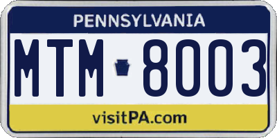 PA license plate MTM8003