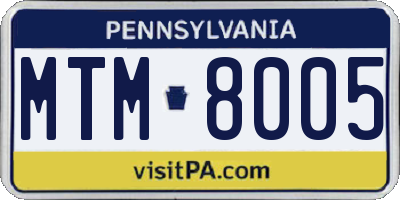 PA license plate MTM8005