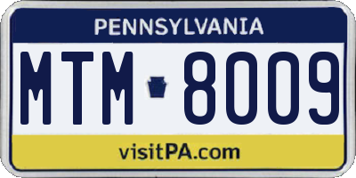 PA license plate MTM8009