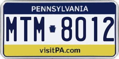 PA license plate MTM8012