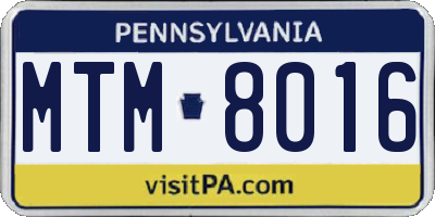 PA license plate MTM8016
