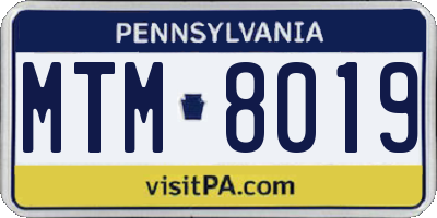 PA license plate MTM8019