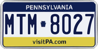 PA license plate MTM8027
