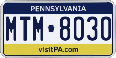 PA license plate MTM8030