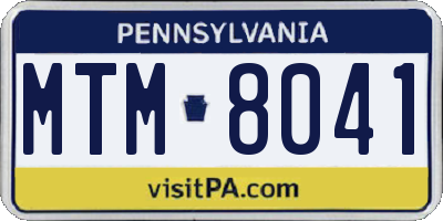 PA license plate MTM8041