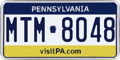 PA license plate MTM8048