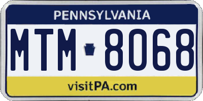 PA license plate MTM8068