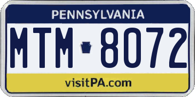 PA license plate MTM8072
