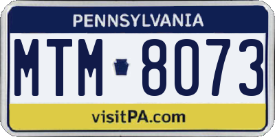 PA license plate MTM8073