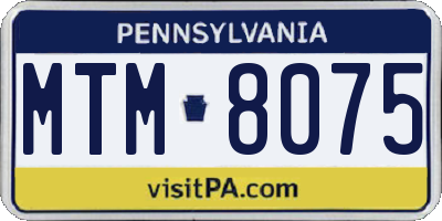PA license plate MTM8075