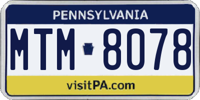 PA license plate MTM8078
