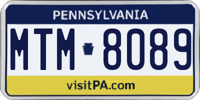 PA license plate MTM8089