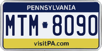 PA license plate MTM8090