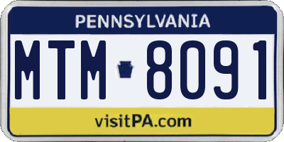 PA license plate MTM8091