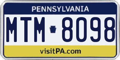 PA license plate MTM8098