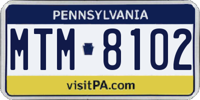PA license plate MTM8102