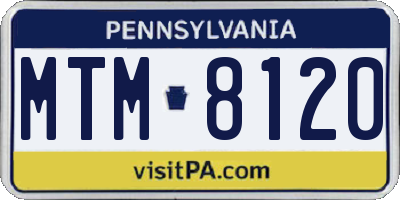 PA license plate MTM8120