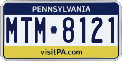 PA license plate MTM8121
