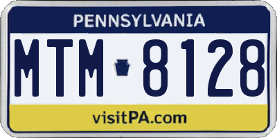 PA license plate MTM8128