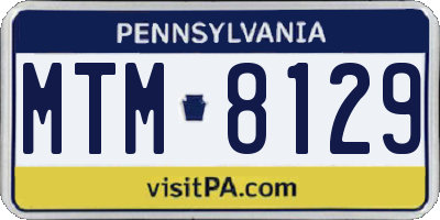 PA license plate MTM8129
