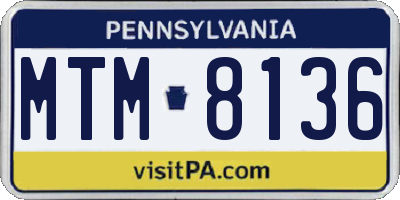 PA license plate MTM8136