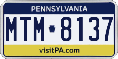 PA license plate MTM8137