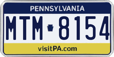 PA license plate MTM8154
