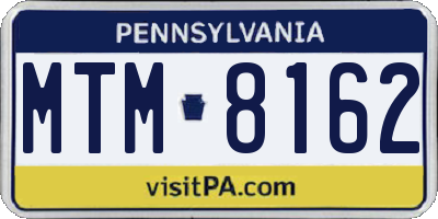 PA license plate MTM8162