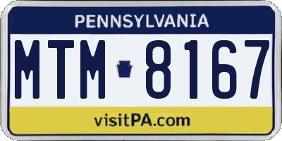 PA license plate MTM8167