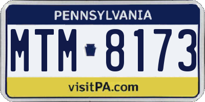 PA license plate MTM8173