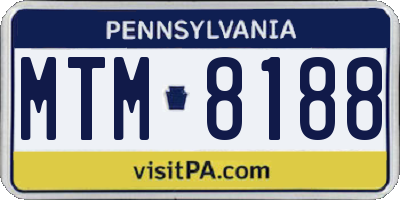 PA license plate MTM8188