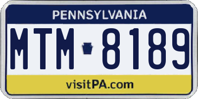 PA license plate MTM8189