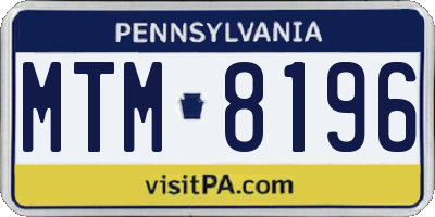 PA license plate MTM8196