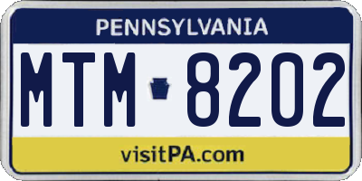 PA license plate MTM8202