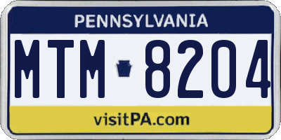 PA license plate MTM8204